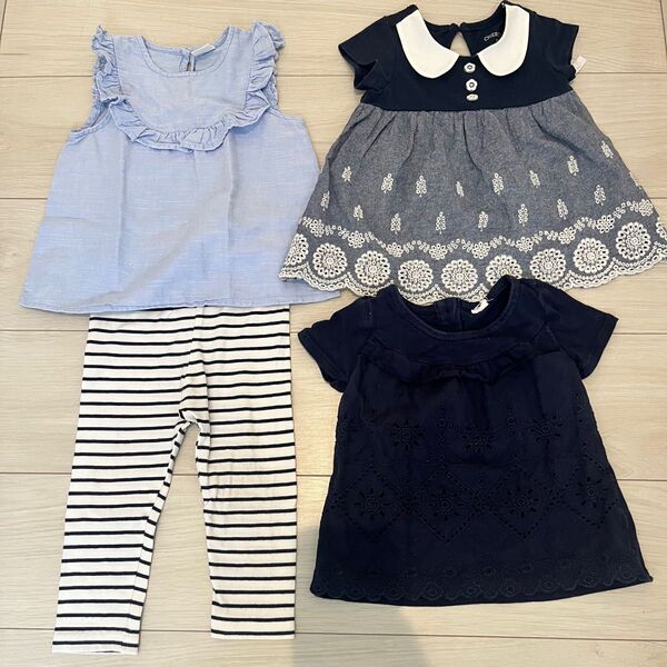 ベビー服 女の子 セット 70-80サイズ 2枚ワンピース Tシャツ 女の子 セット トップス こども服