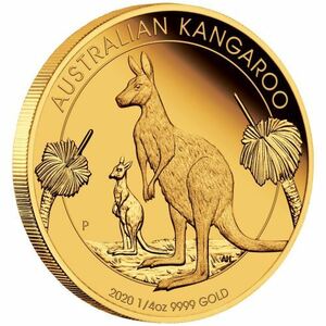 オーストラリア　カンガルー　プルーフ　金貨　1/4オンス　7.777g　限定500　2020年　COA・ケース・元箱付