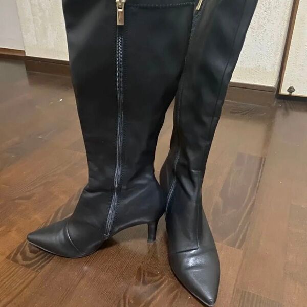 RANDA ロングブーツ ヒール L 黒