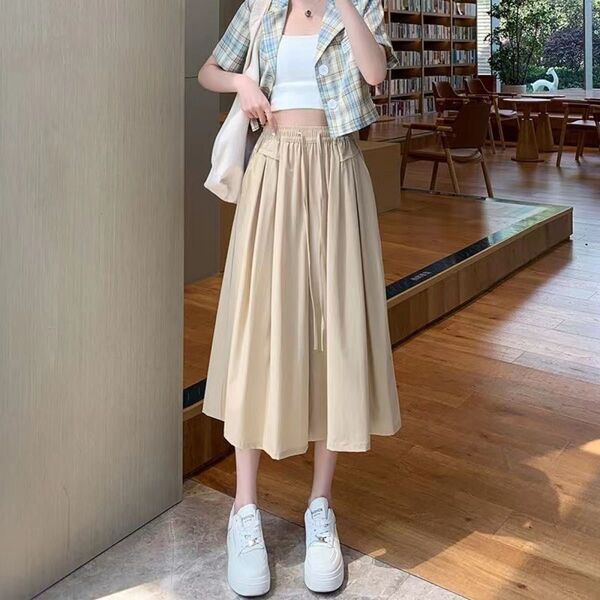 ワイドパンツ ハイウエスト アイスシルク ガウチョパンツ キュロット 脚長 スカーチョ カジュアルワイドパンツ スカンツ 接触冷感