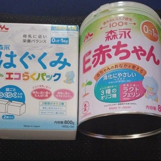 E赤ちゃん 大缶 800g 1缶 はぐくみ エコらくパック つめかえ用 400g×2袋(800g)1個 森永
