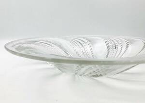 （R2-0210）ルネ・ラリック　クリア ガラスプレート　R.Lalique France Fleurons　飾り皿　深皿　ガラス皿　ガラスボール