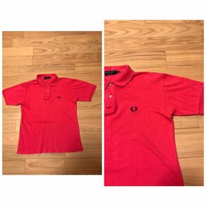 ☆FRED PERRY／フレッドペリー メンズサイズM 鹿の子 ポロシャツ 半袖 ワンポイント刺繍入り 希少ビビッド系色 正規 S/S Polo shirt モッズ