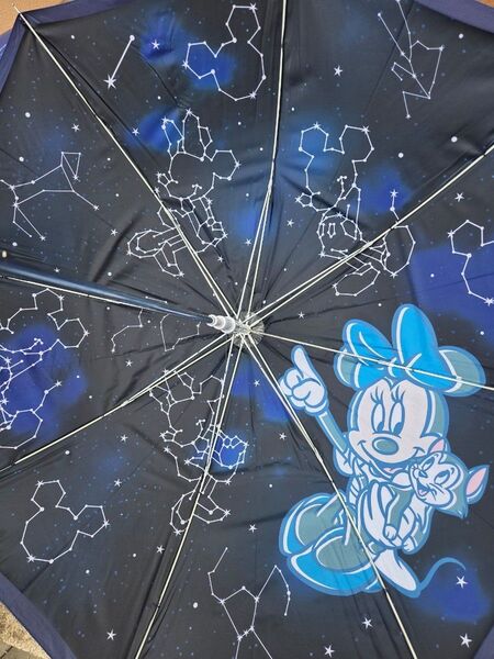 ディズニー ミニーちゃん 傘 紺色 ブルー 星柄