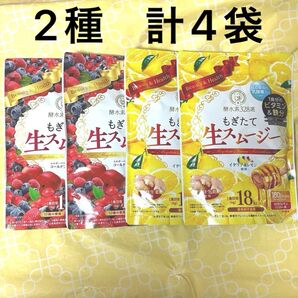 酵水素328選 もぎたて生スムージー ミックスベリー味&はちみつレモンジンジャー味 2種各2袋ずつ 計4袋