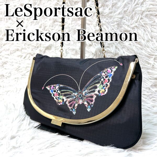 希少【限定コラボ】レスポートサック×ERICKSON BEAMON がま口 チェーン パーティーバッグ クラッチバッグ 2way