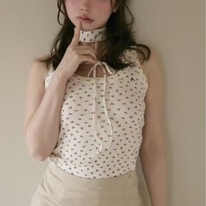 新品Andmary Flower ribbon tops