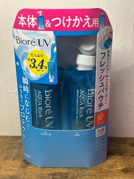 ビオレUV アクアリッチ ウォータリーエッセンス, 本体120g + 詰め替え用120g, 2個セット