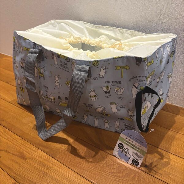 【新品未使用】レジカゴバッグ エコバッグ 保温保冷 猫 水色 折りたたみ 保冷 保温 大容量 ショッピングバッグ