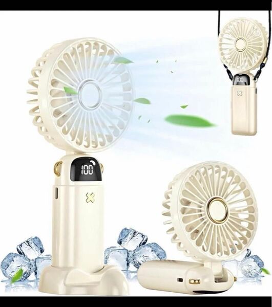 携帯扇風機 2024 ハンディファン Type-C usb充電式扇風機 首掛け 静音 強風手持ち扇風機 5段階風量調節