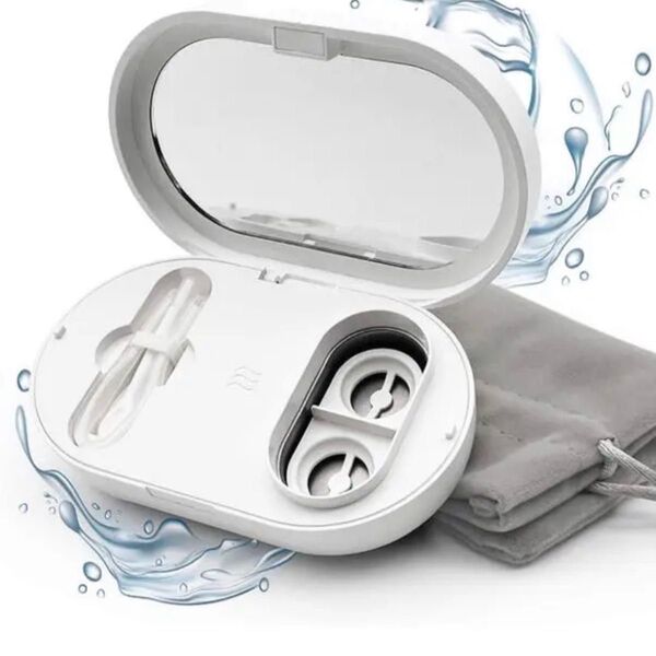 超音波コンタクト洗浄機 56000Hz 蛋白除去 強力洗浄 ミニ超音波コンタクト洗浄器 IPX7防水 水洗い可能