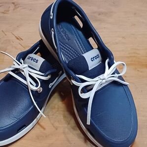 極美!希少!お買得!Crocs デッキシューズ ネイビー メンズ ビーチライン 26センチ(W8)