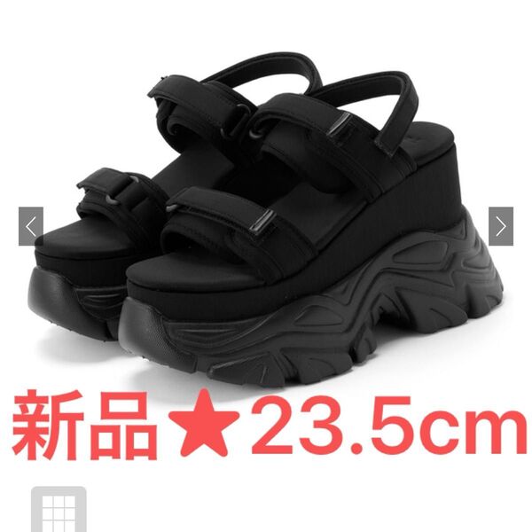 新品未使用 中町綾 厚底サンダル 23.5cm ブラック スポーツサンダル 軽量 ダブルベルト