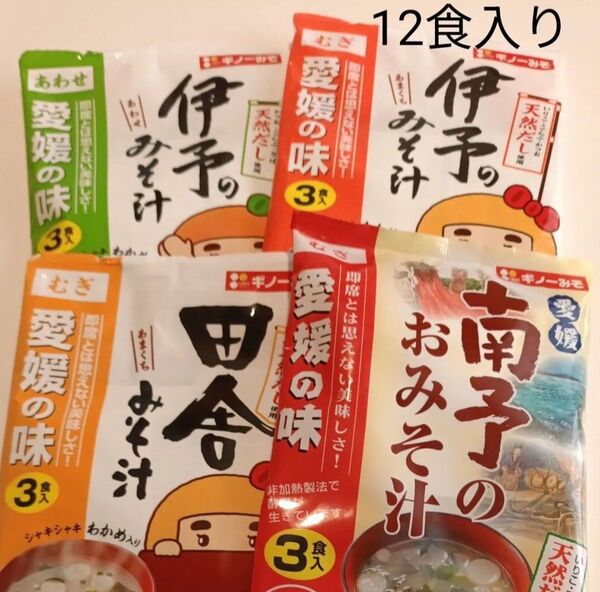 ギノーみそ 愛媛の麦味噌 即席味噌汁 4種セット 伊予の麦味噌。伊予の合わせ