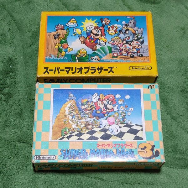 ファミコンソフト スーパーマリオブラザーズ1と3箱説明書付