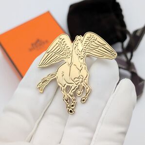 美品 エルメス スカーフリング ペガスグラヴェ ペガサス ゴールド