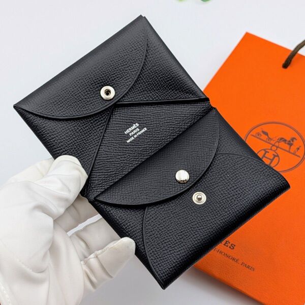 美品 エルメス カルヴィ デュオ エプソン ダークグレー シルバー金具 U刻印