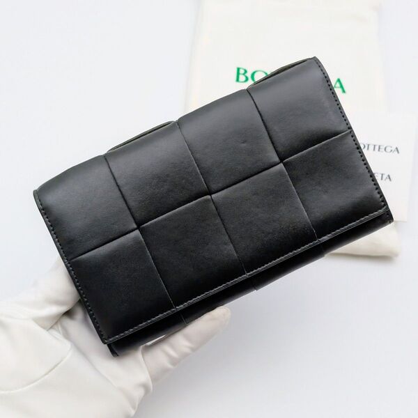 ボッテガヴェネタ マキシイントレチャート 二つ折り 長財布 ダークモス RFID