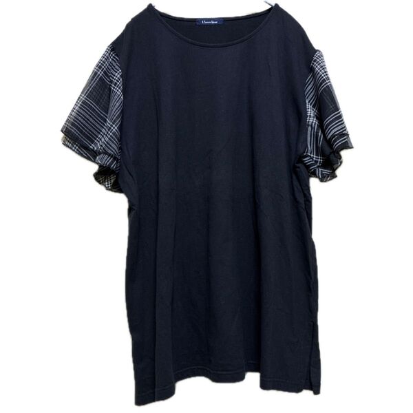 半袖 Tシャツ カットソー 袖チェック 3Lサイズ