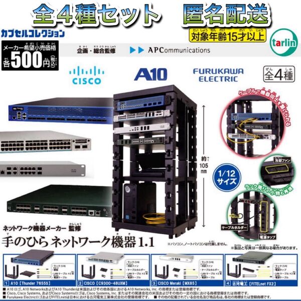 手のひらネットワーク機器1.1 全4種 ガチャ ミニチュア 1/12サイズ