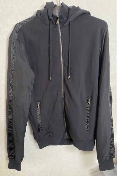 D&G DOLCE&GABBANAドルガバ ブラック ジップアップフーディ46 ドルチェ ガッバーナ パーカー