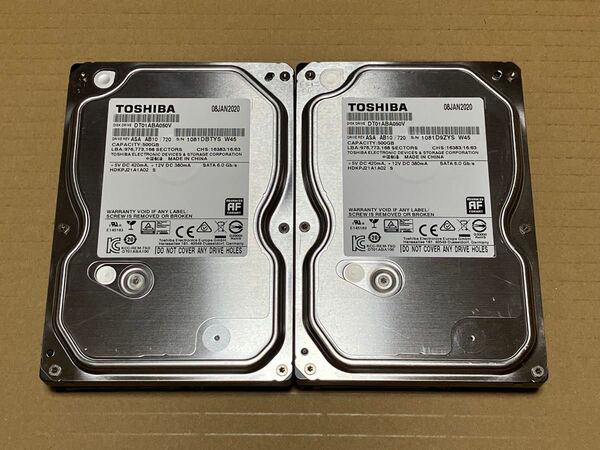 TOSHIBA 500GB AVコマンド対応 ハードディスク DT01ABA050V 2台 HDD AVシリーズ 3.5インチ