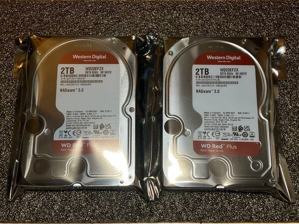 【0時間】 WD 2TB Red Plus WD20EFZX NAS 2個セットHDD ハードディスク 3.5インチ SATA