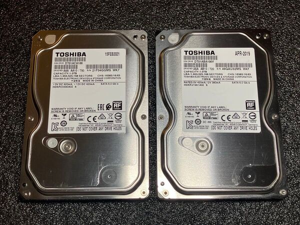 TOSHIBA 1TB ハードディスク DT01ABA100V DT01ACA100 HDD 3.5インチ 2個セット