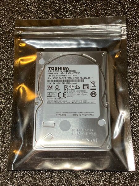 【5時間】TOSHIBA 2TB 2.5インチ HDD SATA ハードディスク 東芝 9.5mm MQ04ABD200