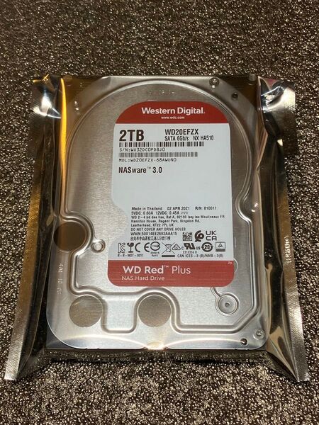 【0時間】 WD 2TB Red Plus WD20EFZX NAS HDD ハードディスク 3.5インチ SATA