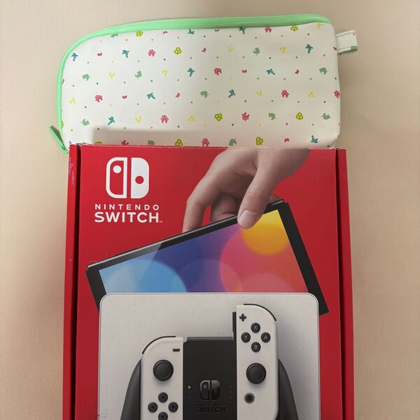 Nintendo Switch 有機ELモデル ホワイト どうぶつの森ケース付き!