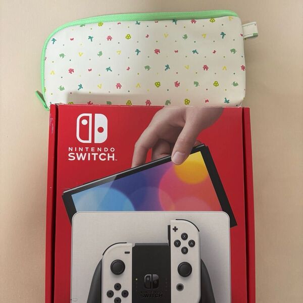 Nintendo Switch 有機ELモデル ホワイト どうぶつの森ケース付き!