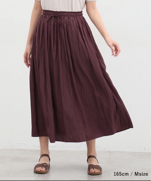 Honeys ロング ギャザースカート Mサイズ ボルドー ウエストゴム