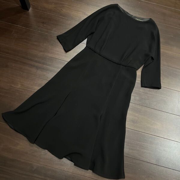 madame hiroko フレアワンピース 礼服 喪服9AR 冠婚葬祭 ブラックフォーマル