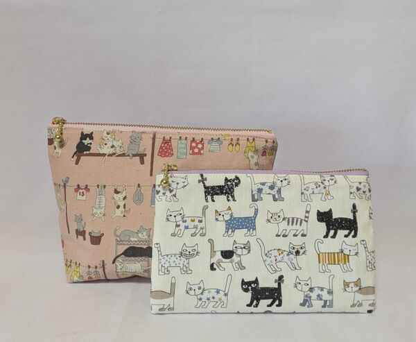ネコ柄 ポーチ ねこセット ハンドメイド