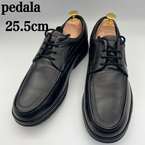 アシックス pedala ペダラ Uチップ レザー ブラック 25.5cm 2E ビジネスシューズ 革靴