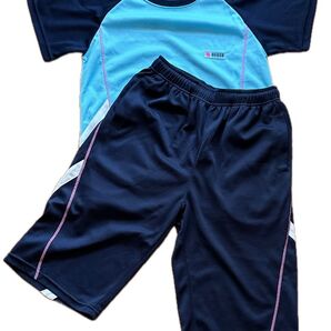 HEGEN Tシャツ+ハーフパンツ 上下セット 160cm 水色×紺色