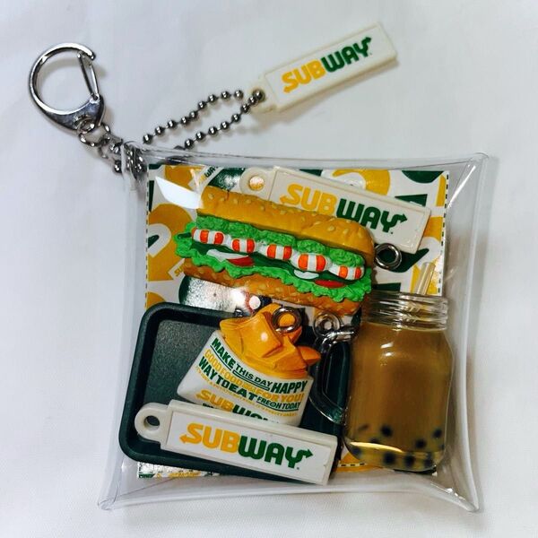 ガチャ詰めポーチ SUBWAYセット 食べ物 バーガー ポテト ミルクティー カプセルトイ ガチャガチャ サブウェイ