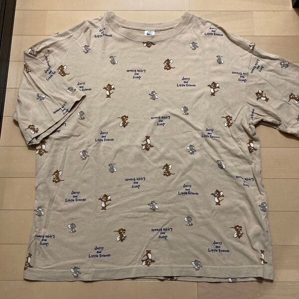 トムとジェリー タフィー メンズ Tシャツ 半袖 ベージュ Mサイズ