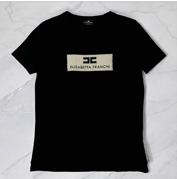 【美品】エリザベッタフランキ ロゴTシャツ S 黒