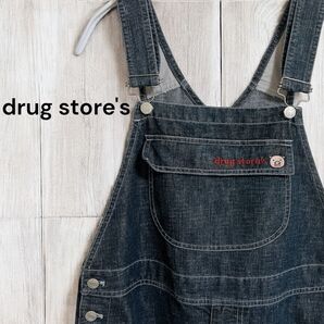 drug store's ブタ刺繍 デニムサロペット オーバーオール