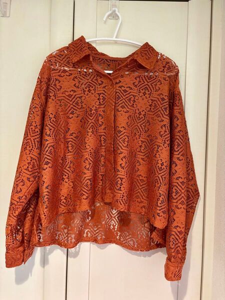 美品 earth music&ecology レースシャツ フリーサイズ 長袖