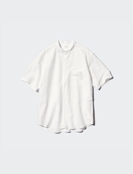ユニクロ コットンリネンスタンドカラーシャツ L