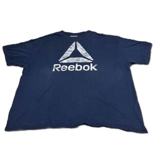 【Used】Reebok リーボック カモフラプリント クルーネックTシャツ 4XL 紺 ネイビー 古着