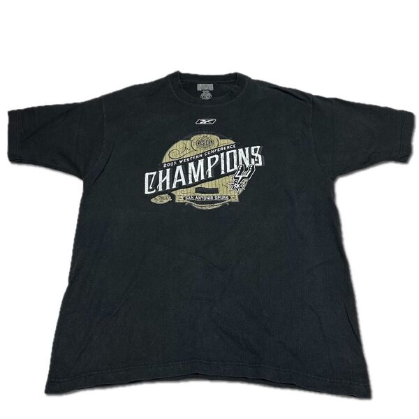 【Used】Reebok リーボック NBA SAS LOCKER ROOM EDITION チャンピオンズTシャツ L ブラック