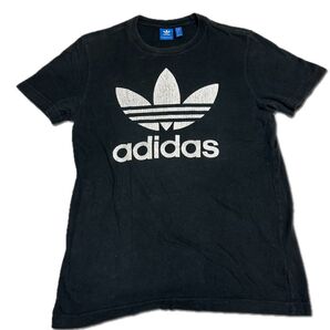 【Used】adidas アディダス ビッグロゴTシャツ M 黒 ブラック 古着