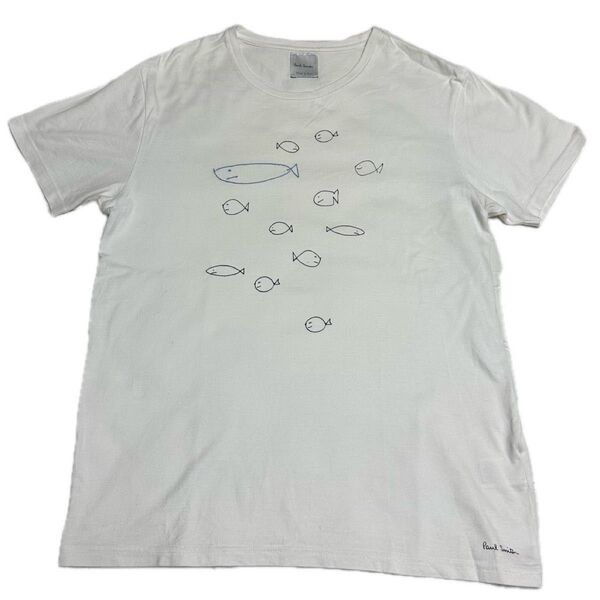 【Used】Paul Smith ポールスミス フィッシュプリント Tシャツ L 白 ホワイト 古着