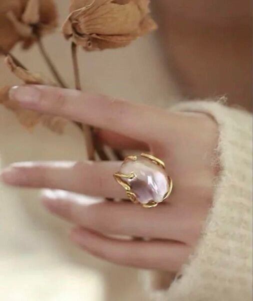 天然真珠 淡水バロックパールリング 26mm 指輪