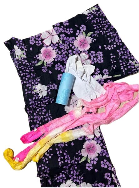 浴衣 セット 花柄 紫 ピンク 黄色 レディース