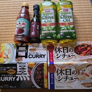 食品まとめ売り オリーブオイル、シチュー、カレーなど8点セット
